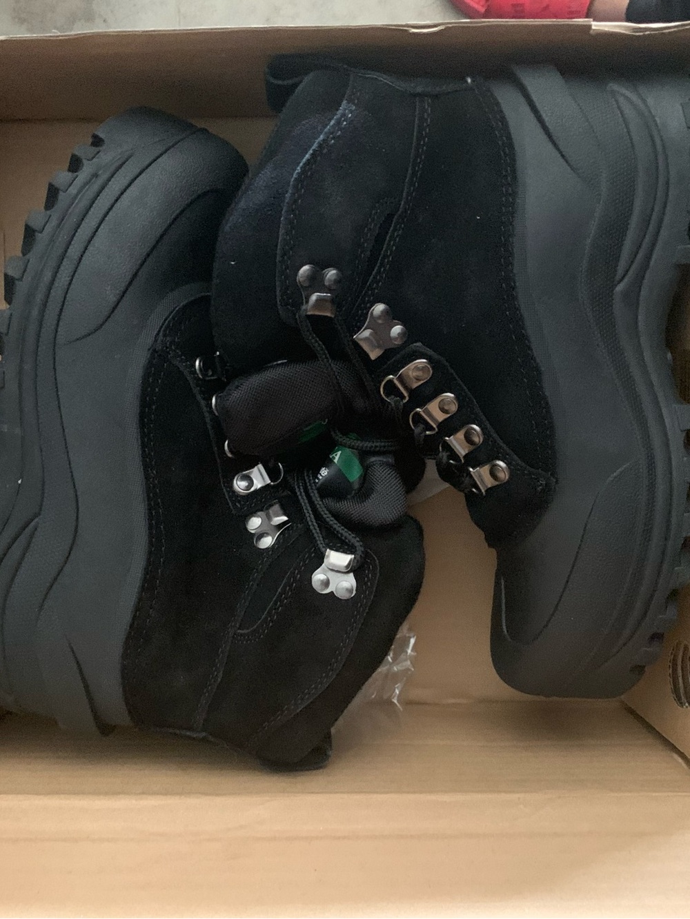 Itasca Black Suede Lace-Up Platform Hiking Boots